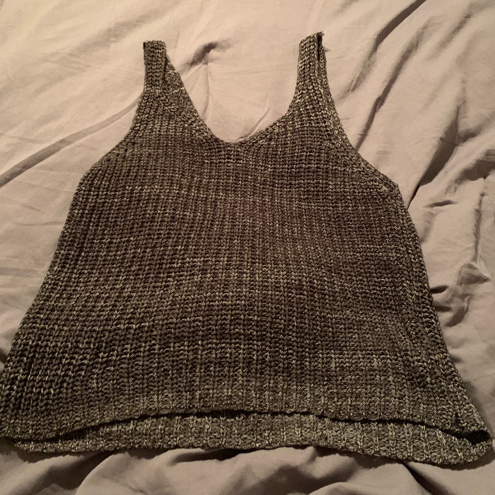 Black and white tweed crop top